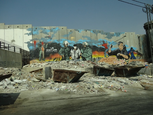 The wall adjacent to Aida refugee camp situated near Bethlehem. Photo credit Tom Butler.