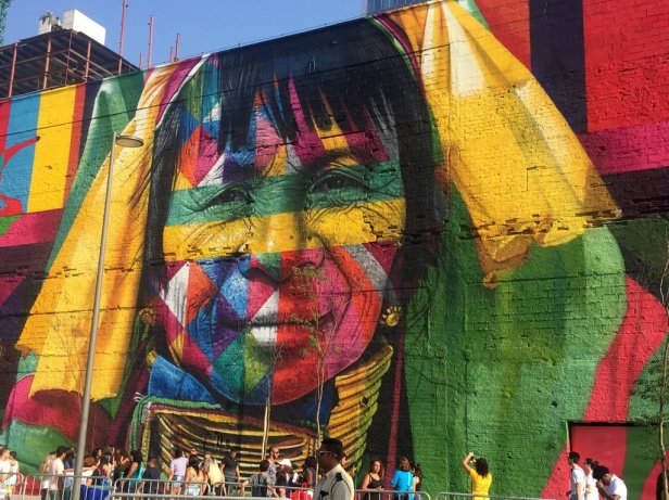 Eduardo Kobra, 'Etnias [Ethnicities]', 2016, mural 620-feet long (detail), at Praça Mauá port, Rio de Janeiro. Photo: Kelise Franclemont.